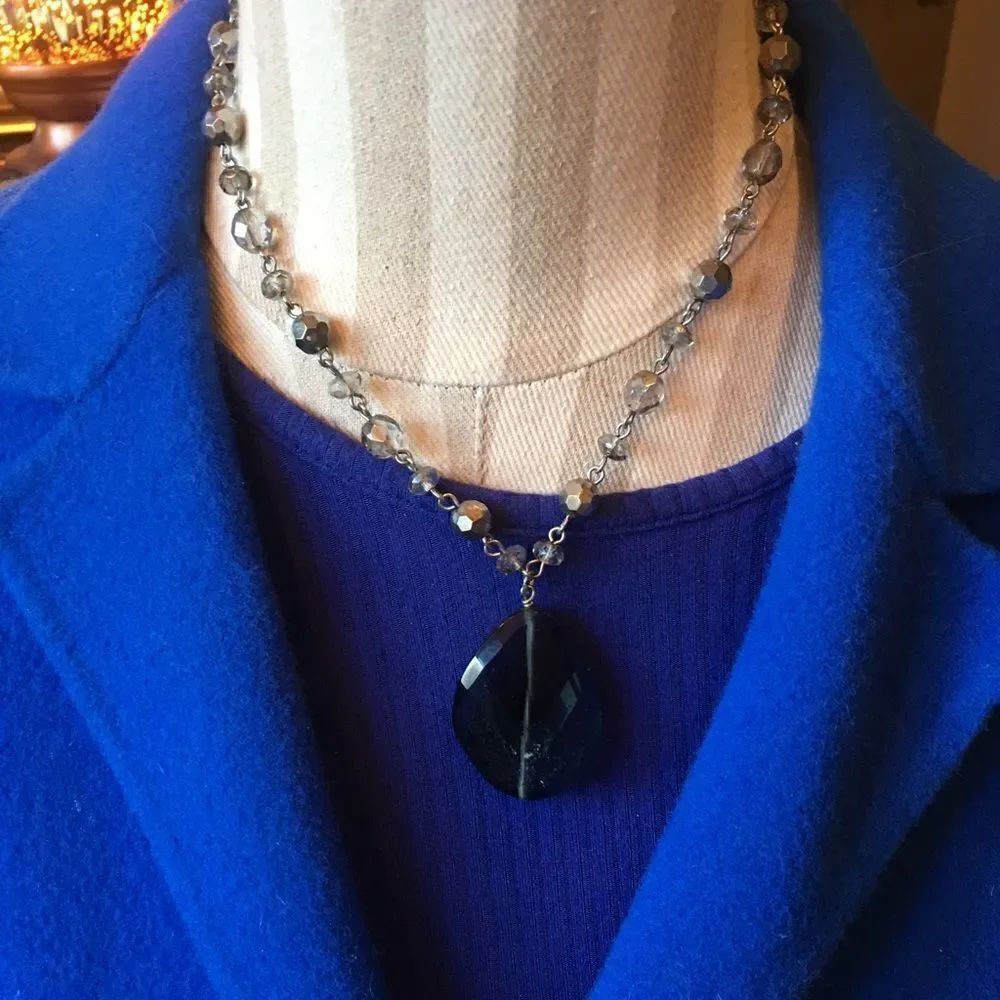 GRAY STONE Drop Beaded Dream Necklace